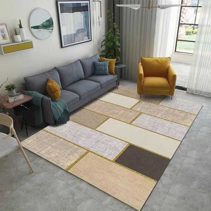 Multi Color Modern Area Rug Synthetics Geometric Colorblock Rug Machine Washable Stain Resistant Anti-Slip Backing Carpet for Room Khaki Clearhalo 'Area Rug' 'Rug' 2106722