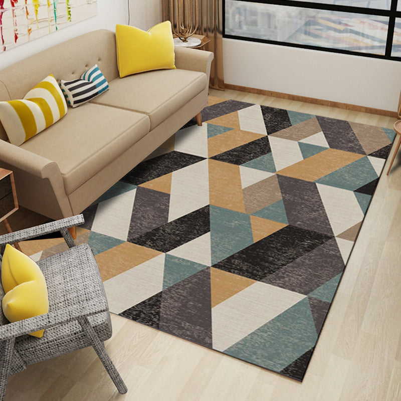Multi Color Modern Area Rug Synthetics Geometric Colorblock Rug Machine Washable Stain Resistant Anti-Slip Backing Carpet for Room Dark Coffee Clearhalo 'Area Rug' 'Rug' 2106723