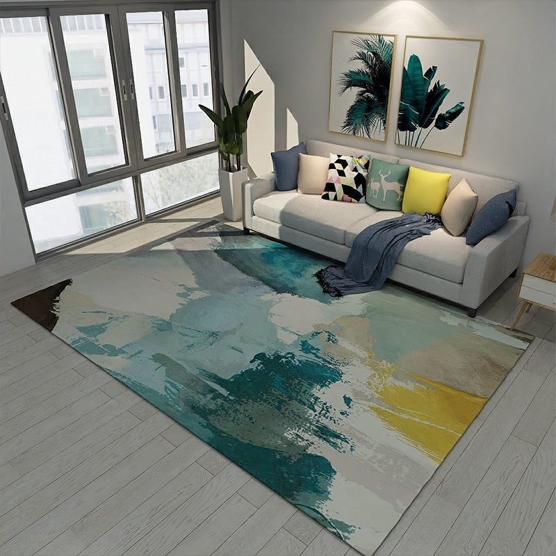 Art Deco Nordic Rug Multi Colored Colorblock Rug Washable Non-Slip Pet Friendly Carpet for Living Room Lake Green Clearhalo 'Area Rug' 'Rug' 2106729