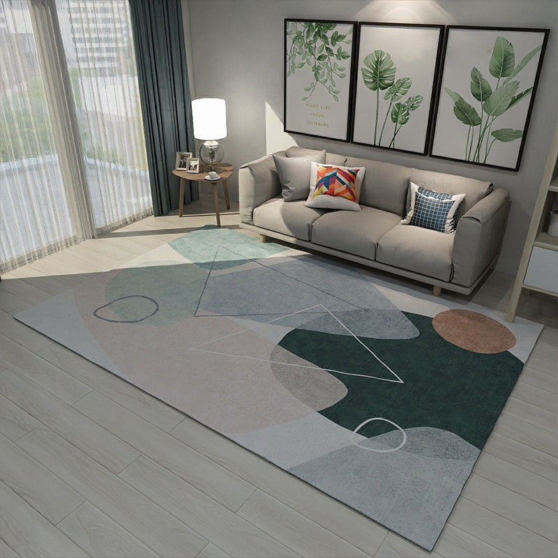 Art Deco Nordic Rug Multi Colored Colorblock Rug Washable Non-Slip Pet Friendly Carpet for Living Room Dark Green Clearhalo 'Area Rug' 'Rug' 2106730