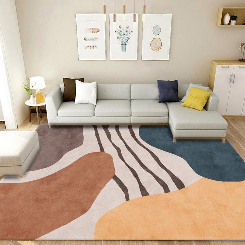 Multi Colored Geometric Block Rug Polyester Nordic Carpet Machine Washable Stain Resistant Non-Slip Backing Rug for Living Room Coffee Clearhalo 'Area Rug' 'Rug' 2106767