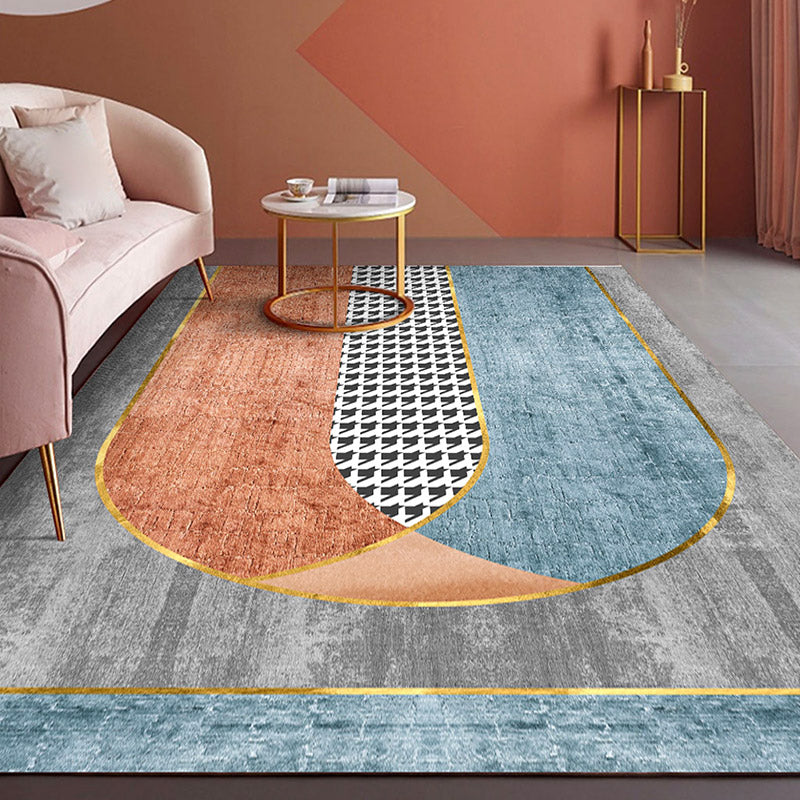 Morandi Color Living Room Rug Nordic Colorblock with Twisted Line Rug Polypropylene Non-Slip Washable Stain Resistant Rug Blue Clearhalo 'Area Rug' 'Rug' 2106772