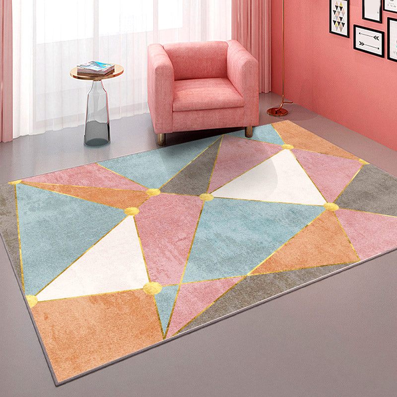 Simplicity Abstract Colorblock Rug Multi-Color Polyester Rug Anti-Slip Backing Machine Wash Stain Resistant Carpet for Girls Room Denim Blue Clearhalo 'Area Rug' 'Rug' 2106803