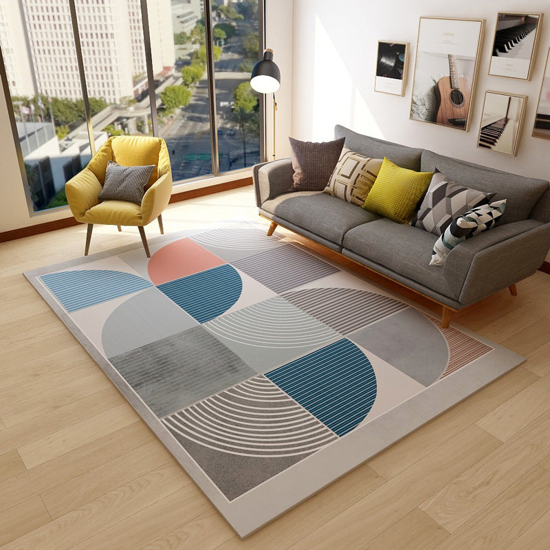 Multi Color Home Decoration Rug Nordic Colorblock with Lines Carpet Polypropylene Anti-Slip Backing Stain Resistant Washable Rug Grey Clearhalo 'Area Rug' 'Rug' 2106832