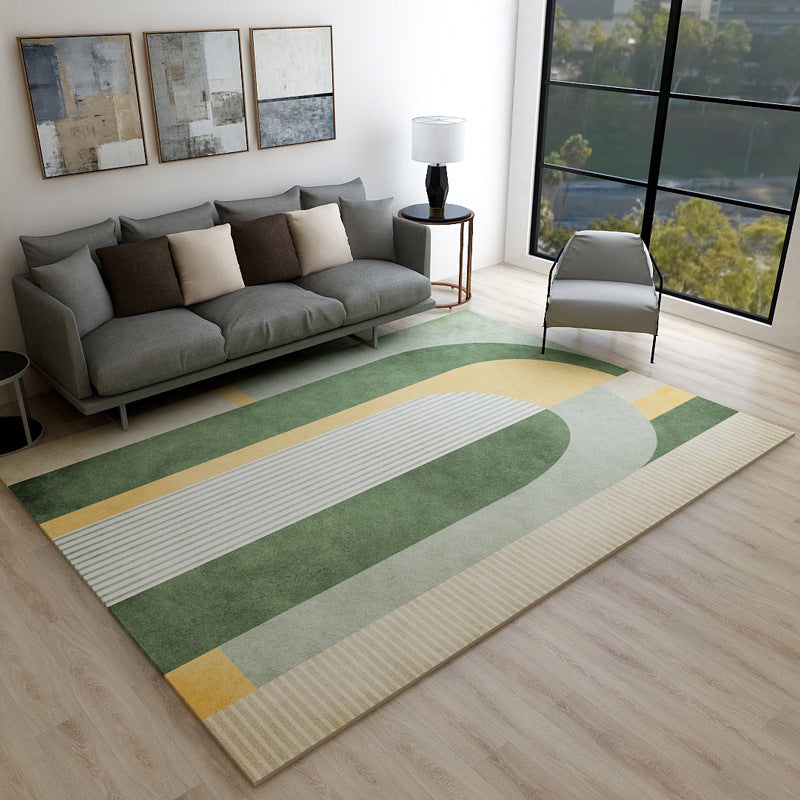Multi Color Home Decoration Rug Nordic Colorblock with Lines Carpet Polypropylene Anti-Slip Backing Stain Resistant Washable Rug Green Clearhalo 'Area Rug' 'Rug' 2106833