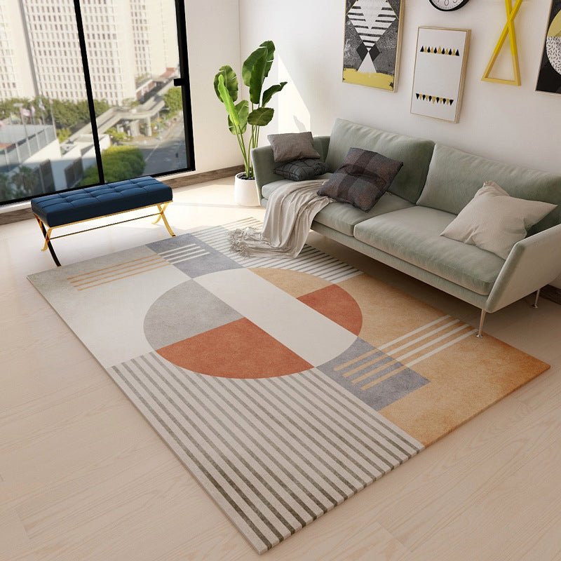 Multi Color Home Decoration Rug Nordic Colorblock with Lines Carpet Polypropylene Anti-Slip Backing Stain Resistant Washable Rug Yellow-Red Clearhalo 'Area Rug' 'Rug' 2106835