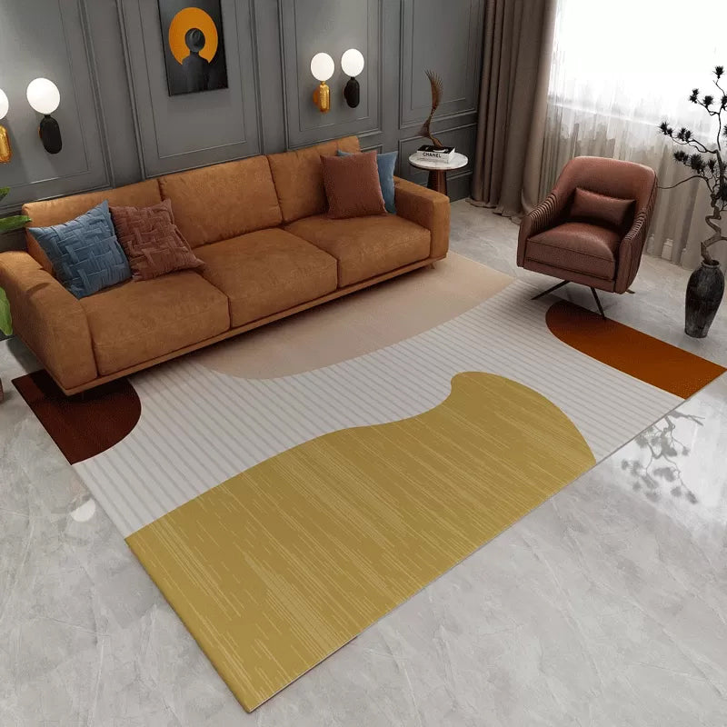 Casual Colorblock Abstract Rug Multicolor Minimalist Rug Polyester Stain Resistant Anti-Slip Machine Washable Carpet for Room Ginger Clearhalo 'Area Rug' 'Rug' 2106841