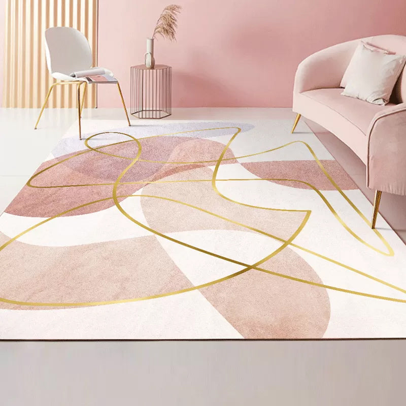 Casual Colorblock Abstract Rug Multicolor Minimalist Rug Polyester Stain Resistant Anti-Slip Machine Washable Carpet for Room Pink Clearhalo 'Area Rug' 'Rug' 2106844