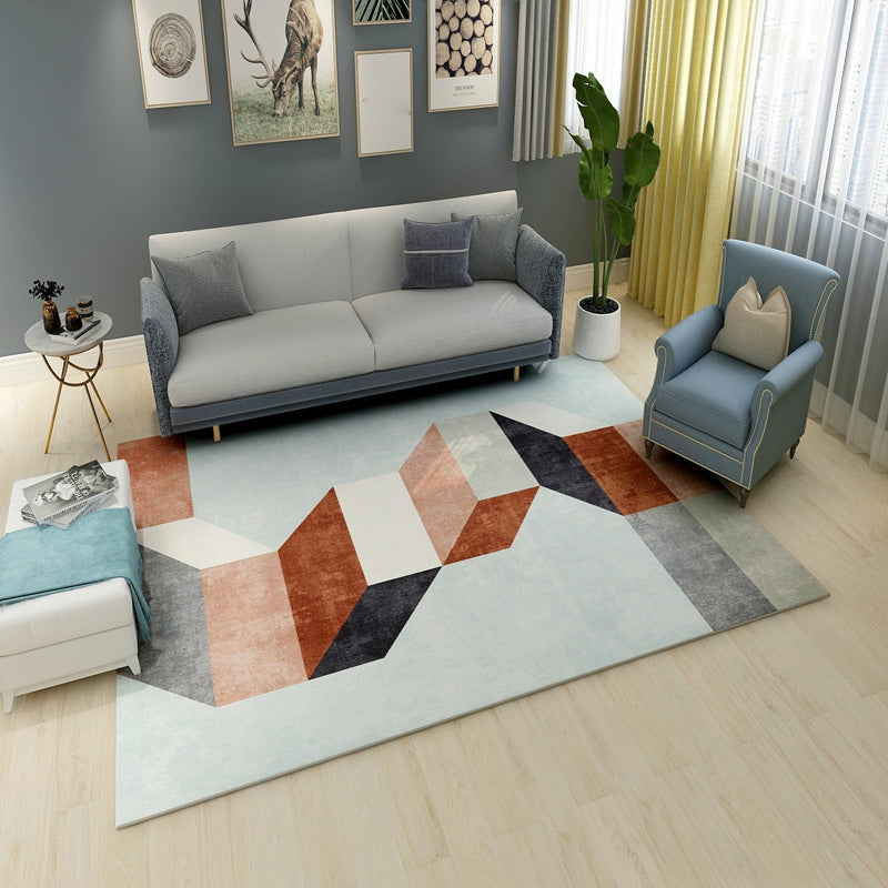 Multi Colored Geometrical Block Rug Synthetics Scandinavian Rug Machine Washable Pet Friendly Anti-Slip Rug for Family Room Light Green Clearhalo 'Area Rug' 'Rug' 2106848