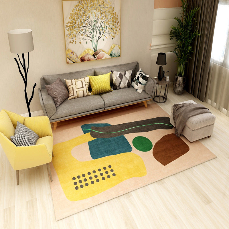 Multi Colored Geometrical Block Rug Synthetics Scandinavian Rug Machine Washable Pet Friendly Anti-Slip Rug for Family Room Yellow Clearhalo 'Area Rug' 'Rug' 2106849