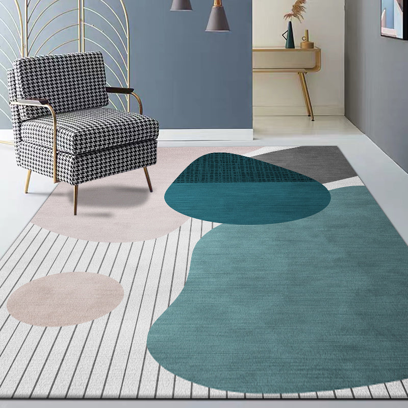 Multi-Color Living Room Rug Nordic Geometric Colorblock Rug Polyester Stain Resistant Non-Slip Machine Washable Area Carpet Green Clearhalo 'Area Rug' 'Rug' 2106929