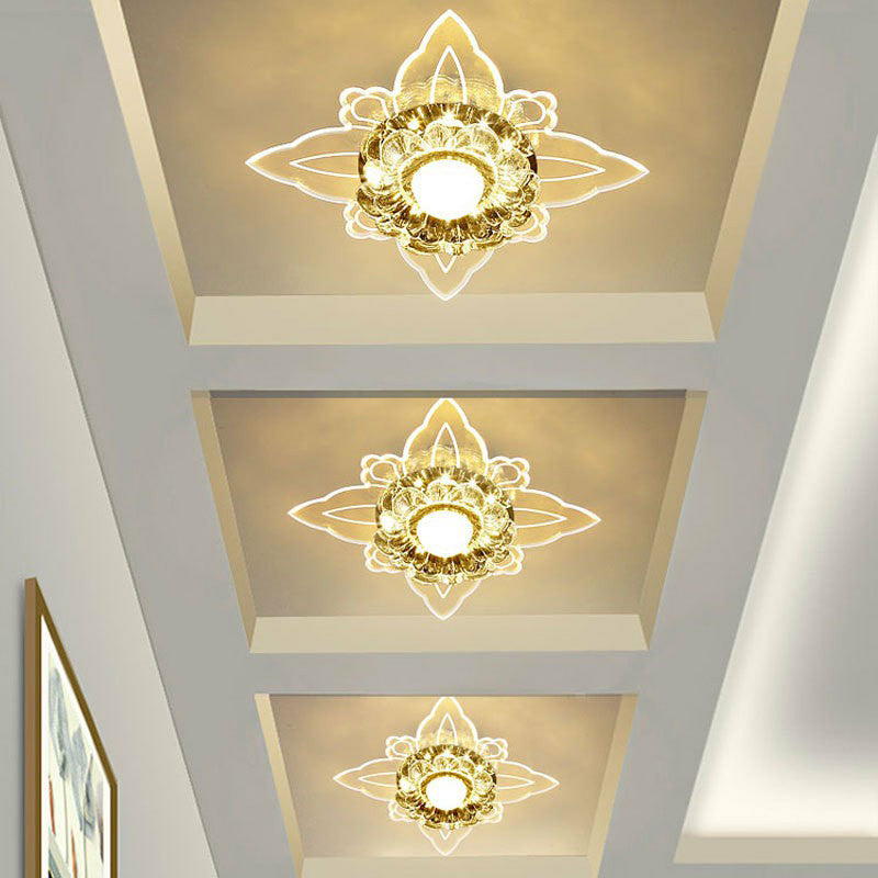 Blossom LED Flush Mount Light Simplicity Crystal Corridor Flush Mount Ceiling Light in Clear Clear Warm Clearhalo 'Ceiling Lights' 'Close To Ceiling Lights' 'Close to ceiling' 'Flush mount' Lighting' 2106963