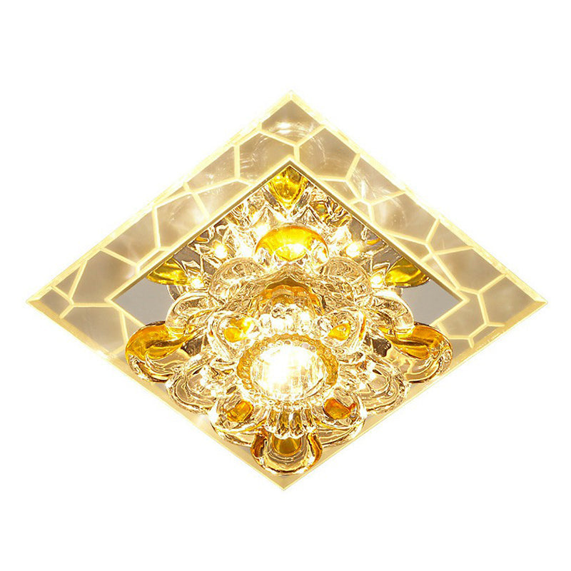 Squared Crystal Flush Mount Lighting Minimalist Clear LED Flush Mount Fixture for Hallway Clearhalo 'Ceiling Lights' 'Close To Ceiling Lights' 'Close to ceiling' 'Flush mount' Lighting' 2106979