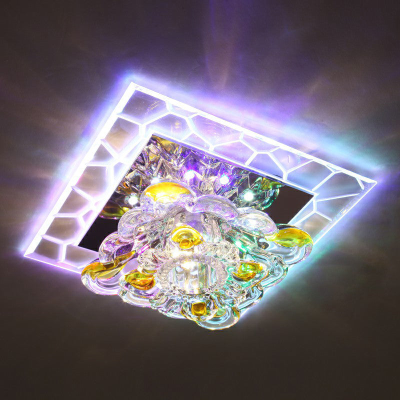 Clear Square LED Flush Mount Modern Crystal Flushmount Ceiling Light for Corridor Clearhalo 'Ceiling Lights' 'Close To Ceiling Lights' 'Close to ceiling' 'Flush mount' Lighting' 2106991