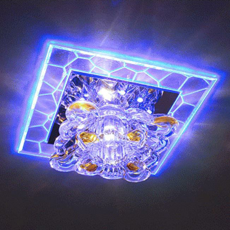 Clear Square LED Flush Mount Modern Crystal Flushmount Ceiling Light for Corridor Clear Blue Clearhalo 'Ceiling Lights' 'Close To Ceiling Lights' 'Close to ceiling' 'Flush mount' Lighting' 2106993