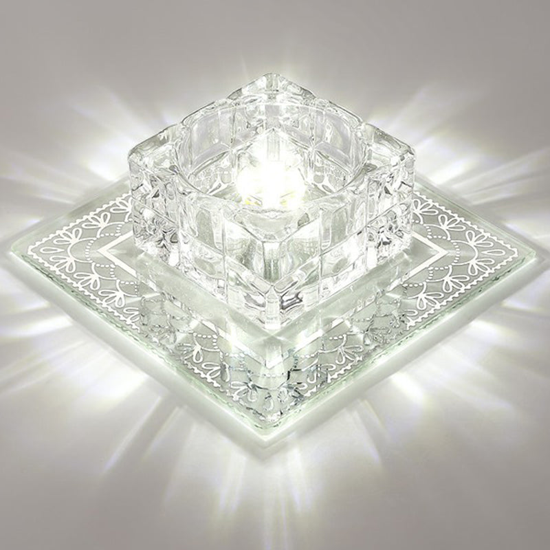 Square Flush Mount Lighting Minimalist Crystal Hallway LED Flush Mount Fixture in Clear Clearhalo 'Ceiling Lights' 'Close To Ceiling Lights' 'Close to ceiling' 'Flush mount' Lighting' 2107018