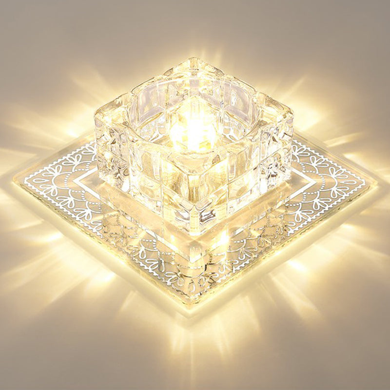 Square Flush Mount Lighting Minimalist Crystal Hallway LED Flush Mount Fixture in Clear Clearhalo 'Ceiling Lights' 'Close To Ceiling Lights' 'Close to ceiling' 'Flush mount' Lighting' 2107021