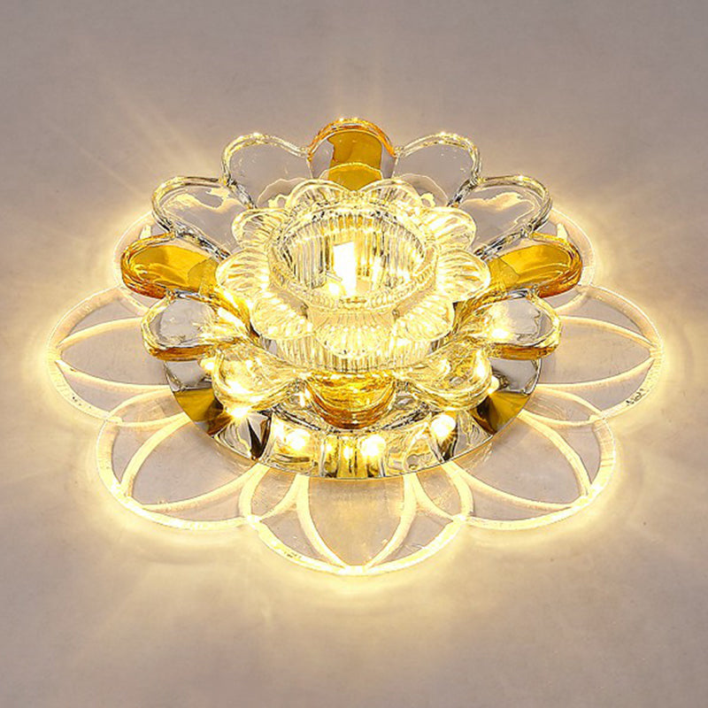 Clear Floral Shape LED Flush Mount Light Simplicity Crystal Flush Mount Ceiling Light Clearhalo 'Ceiling Lights' 'Close To Ceiling Lights' 'Close to ceiling' 'Flush mount' Lighting' 2107159