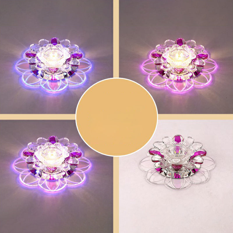 Clear Floral Shape LED Flush Mount Light Simplicity Crystal Flush Mount Ceiling Light Clearhalo 'Ceiling Lights' 'Close To Ceiling Lights' 'Close to ceiling' 'Flush mount' Lighting' 2107162