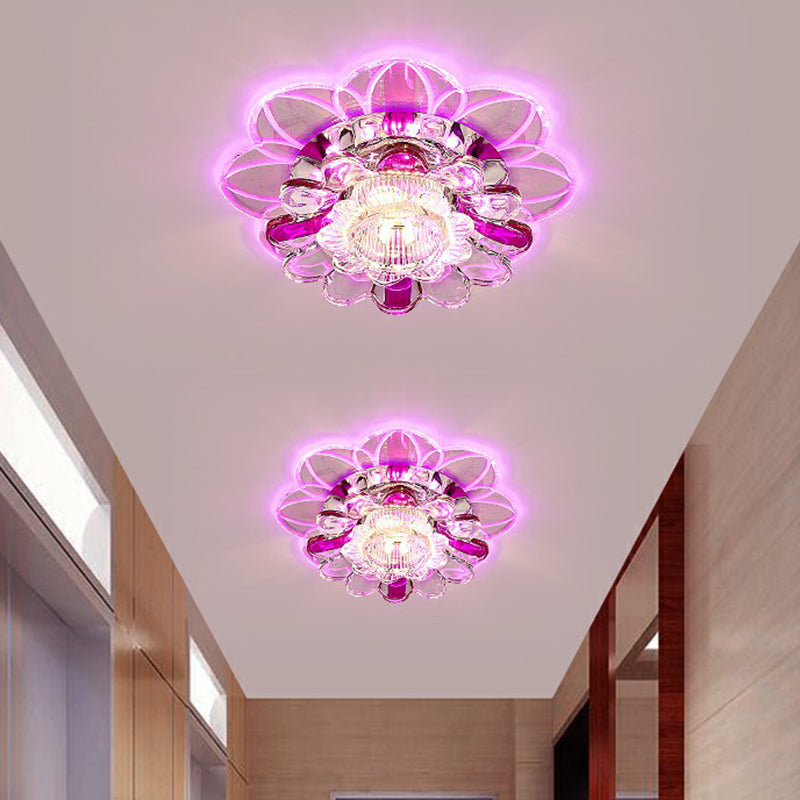 Clear Floral Shape LED Flush Mount Light Simplicity Crystal Flush Mount Ceiling Light Clear Pink Clearhalo 'Ceiling Lights' 'Close To Ceiling Lights' 'Close to ceiling' 'Flush mount' Lighting' 2107165