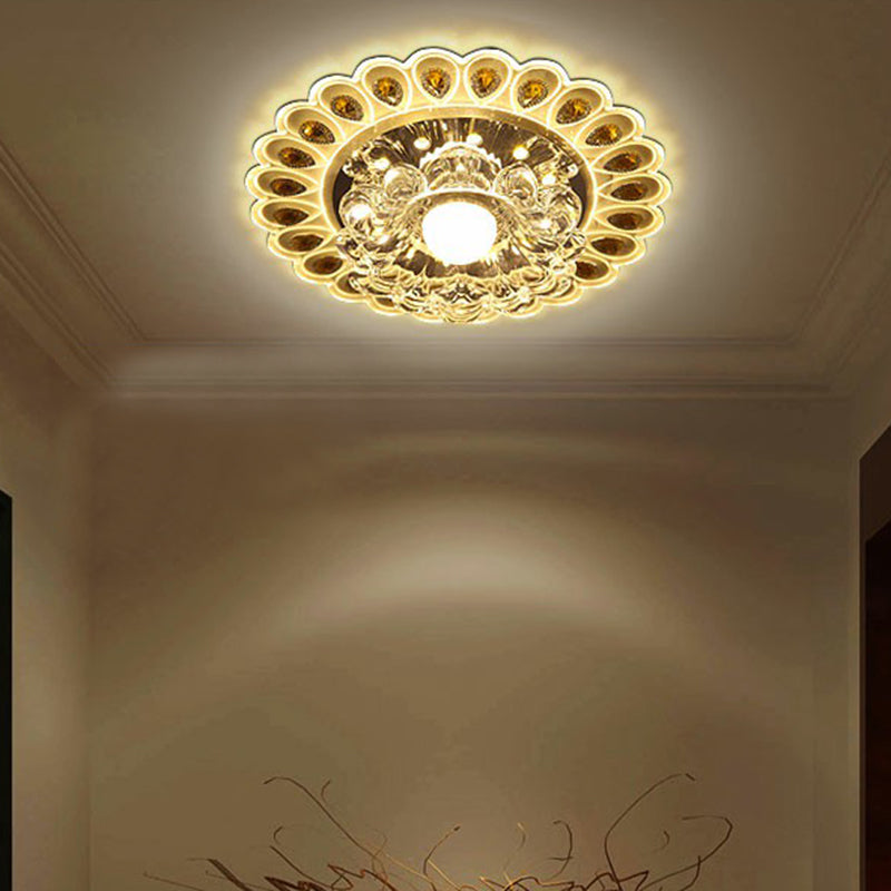 Flower Shaped Flush Light Modern Style Crystal Clear LED Flush Ceiling Light Fixture for Entryway Clearhalo 'Ceiling Lights' 'Close To Ceiling Lights' 'Close to ceiling' 'Flush mount' Lighting' 2107171