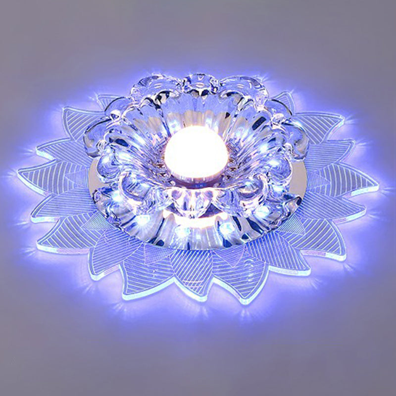 Modern Blossom Shaped LED Flush Mount Crystal Hallway Flushmount Ceiling Light in Clear Clearhalo 'Ceiling Lights' 'Close To Ceiling Lights' 'Close to ceiling' 'Flush mount' Lighting' 2107191