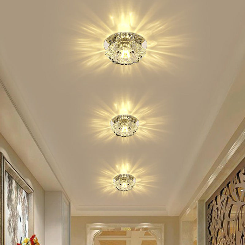 Blossom Shaped Crystal Flush Light Artistic Clear LED Flush Ceiling Light Fixture for Entryway Clear Warm Clearhalo 'Ceiling Lights' 'Close To Ceiling Lights' 'Close to ceiling' 'Flush mount' Lighting' 2107214