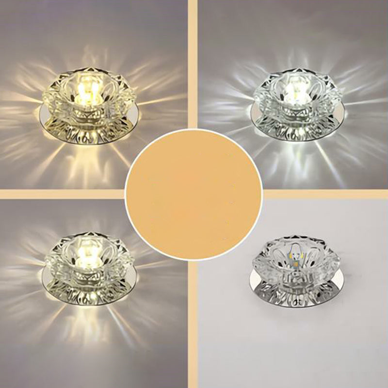 Blossom Shaped Crystal Flush Light Artistic Clear LED Flush Ceiling Light Fixture for Entryway Clear Third Gear Clearhalo 'Ceiling Lights' 'Close To Ceiling Lights' 'Close to ceiling' 'Flush mount' Lighting' 2107222