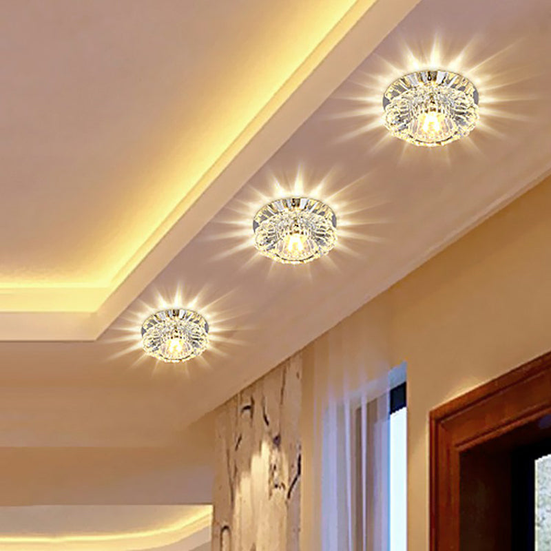 Flower Shade LED Flush Mount Modern Crystal Clear Flushmount Ceiling Light for Corridor Clear Warm Clearhalo 'Ceiling Lights' 'Close To Ceiling Lights' 'Close to ceiling' 'Flush mount' Lighting' 2107230