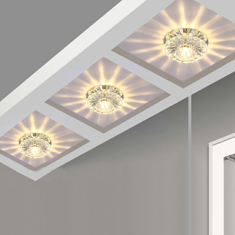 Flower Shade LED Flush Mount Modern Crystal Clear Flushmount Ceiling Light for Corridor Clear Third Gear Clearhalo 'Ceiling Lights' 'Close To Ceiling Lights' 'Close to ceiling' 'Flush mount' Lighting' 2107235