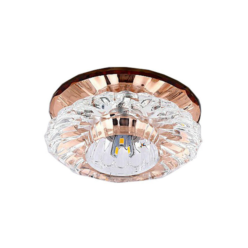 Floral Shade Flush Light Artistic Crystal Hallway LED Flush Ceiling Light Fixture in Clear Clearhalo 'Ceiling Lights' 'Close To Ceiling Lights' 'Close to ceiling' 'Flush mount' Lighting' 2107261