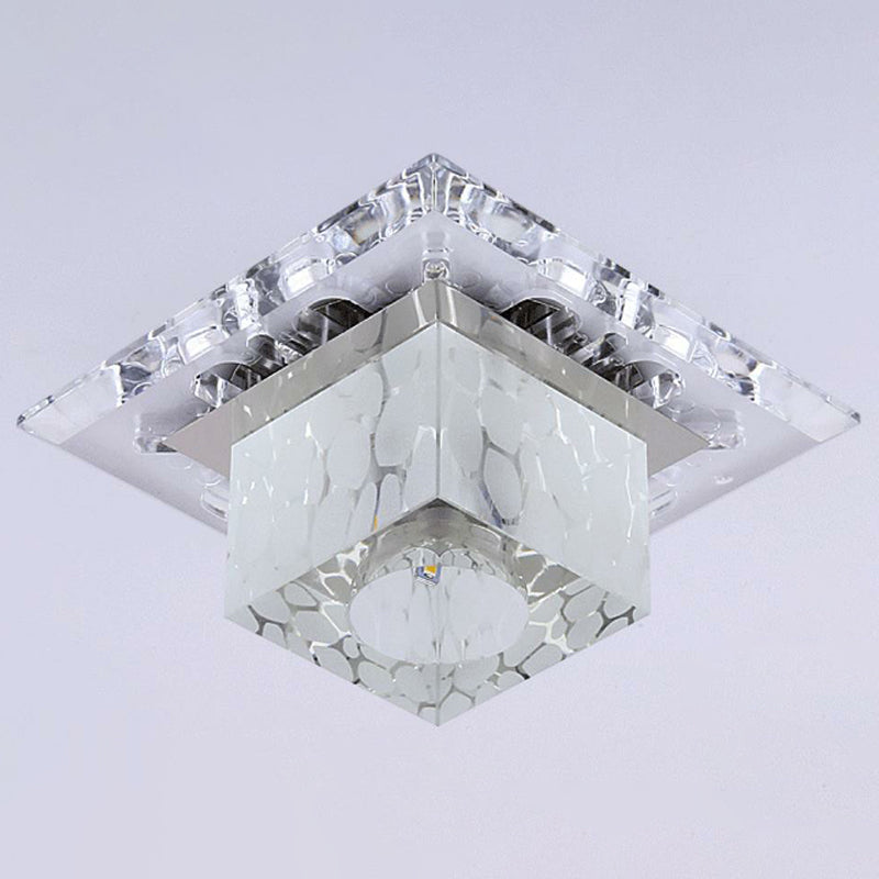 Crystal Cube LED Flush Mount Modern Flushmount Ceiling Light in Clear for Entryway Clear Clearhalo 'Ceiling Lights' 'Close To Ceiling Lights' 'Close to ceiling' 'Flush mount' Lighting' 2107329