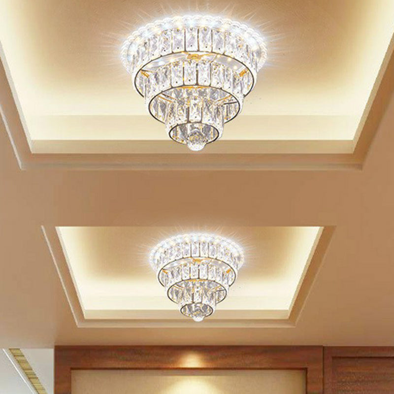 Tiered Round Flush Light Artistic Crystal Corridor LED Flush Mount Fixture in Clear Clearhalo 'Ceiling Lights' 'Close To Ceiling Lights' 'Close to ceiling' 'Flush mount' Lighting' 2107441