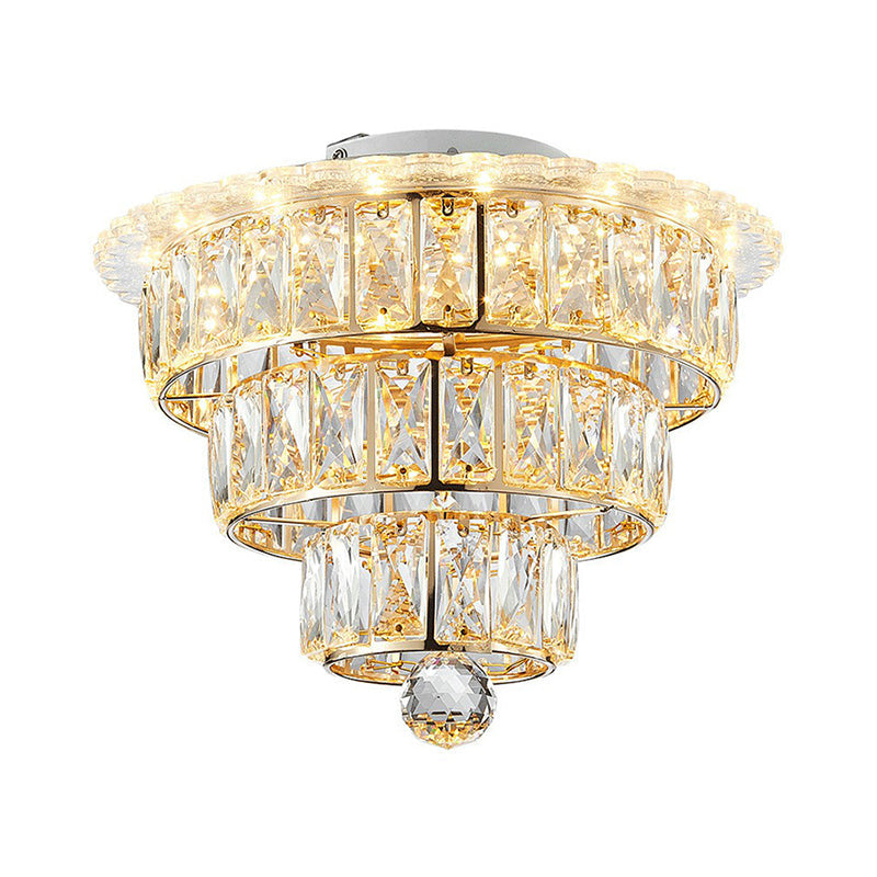 Tiered Round Flush Light Artistic Crystal Corridor LED Flush Mount Fixture in Clear Clearhalo 'Ceiling Lights' 'Close To Ceiling Lights' 'Close to ceiling' 'Flush mount' Lighting' 2107444