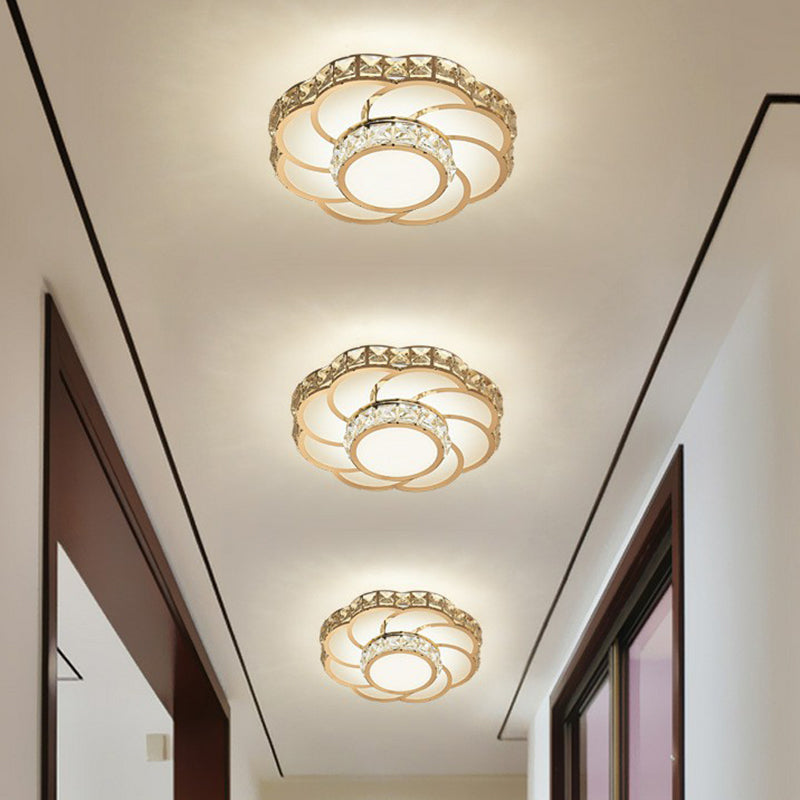 Flower Entryway LED Flush Mount Light Crystal Simplicity Flush Mount Ceiling Light in Clear Clear Warm Clearhalo 'Ceiling Lights' 'Close To Ceiling Lights' 'Close to ceiling' 'Flush mount' Lighting' 2107545