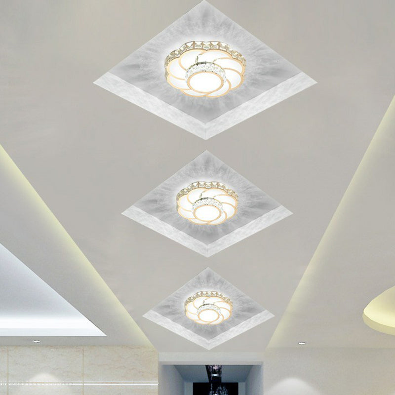 Flower Entryway LED Flush Mount Light Crystal Simplicity Flush Mount Ceiling Light in Clear Clear White Clearhalo 'Ceiling Lights' 'Close To Ceiling Lights' 'Close to ceiling' 'Flush mount' Lighting' 2107547