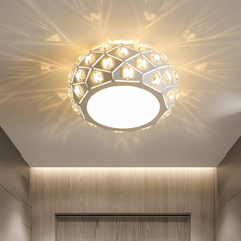 Artistic Drum Shaped Flush Light Crystal Corridor LED Flush Ceiling Light Fixture in White White Warm Clearhalo 'Ceiling Lights' 'Close To Ceiling Lights' 'Close to ceiling' 'Flush mount' Lighting' 2107549