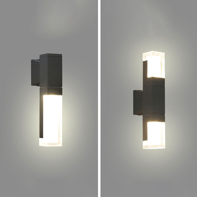 Rectangular LED Wall Lighting Contemporary Acrylic Black Sconce Light Fixture for Balcony Clearhalo 'Wall Lamps & Sconces' 'Wall Lights' Lighting' 2107647