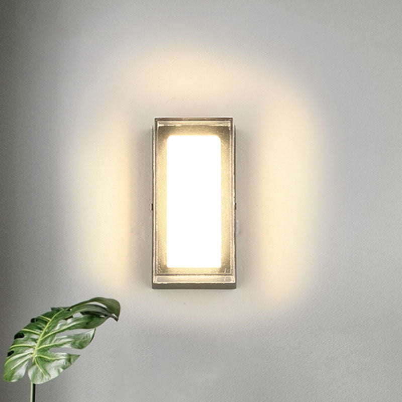 Rectangle Outdoor LED Wall Mounted Light Metallic Simplicity Wall Sconce Lighting in Black Clearhalo 'Wall Lamps & Sconces' 'Wall Lights' Lighting' 2107658