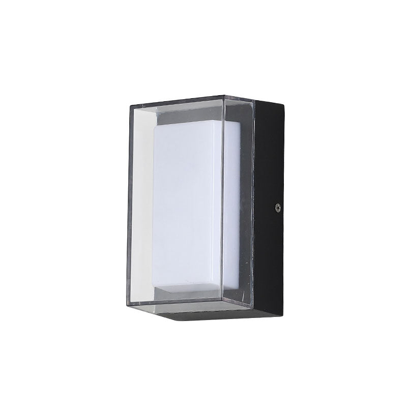 Rectangle Outdoor LED Wall Mounted Light Metallic Simplicity Wall Sconce Lighting in Black Clearhalo 'Wall Lamps & Sconces' 'Wall Lights' Lighting' 2107661