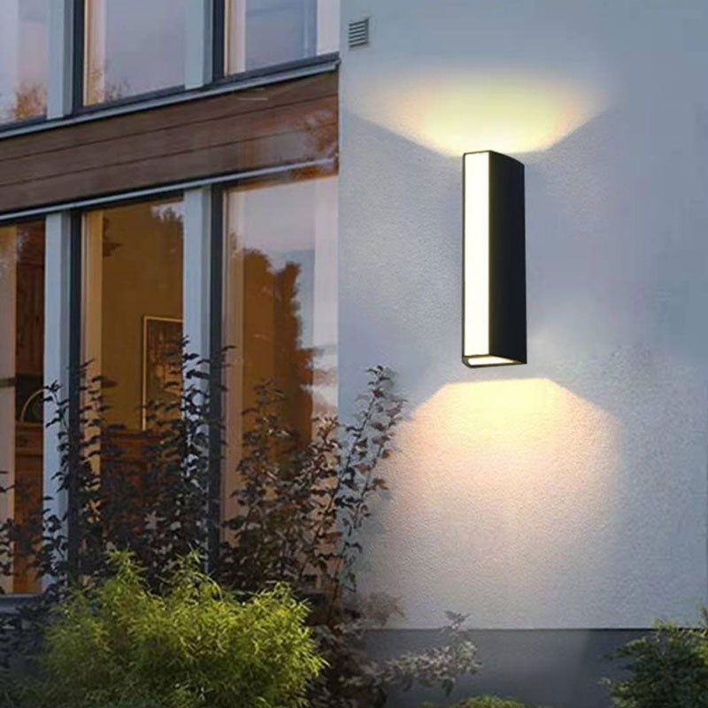 Trapezoid Shaped Wall Sconce Light Minimalist Metallic Courtyard LED Wall Mount Lighting in Black Clearhalo 'Wall Lamps & Sconces' 'Wall Lights' Lighting' 2107663