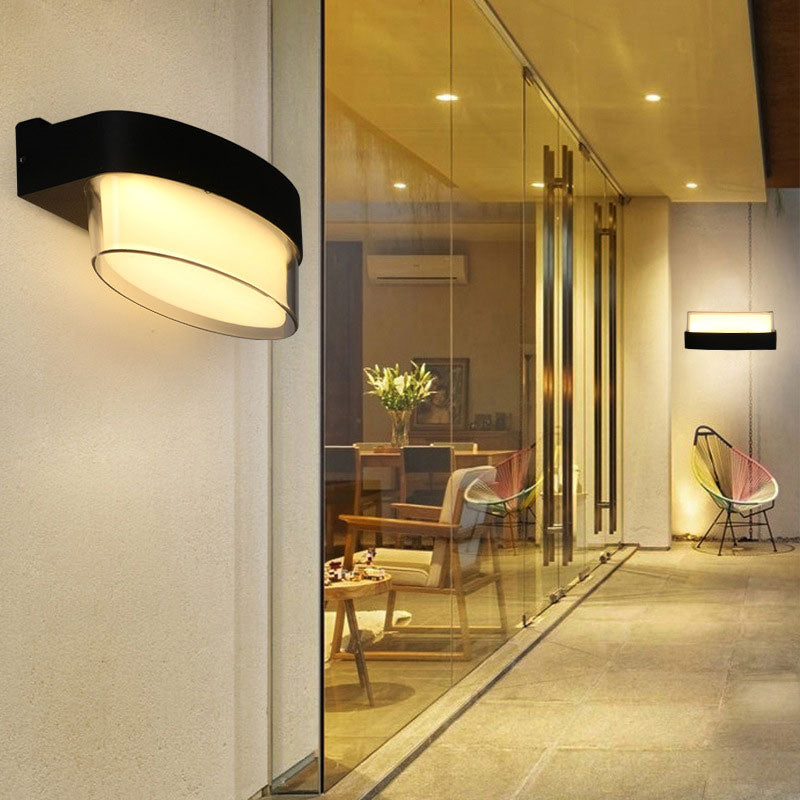 Geometrical Sconce Lighting Modern Acrylic Balcony LED Wall Light Fixture in Textured Black Textured Black D Clearhalo 'Wall Lamps & Sconces' 'Wall Lights' Lighting' 2107702