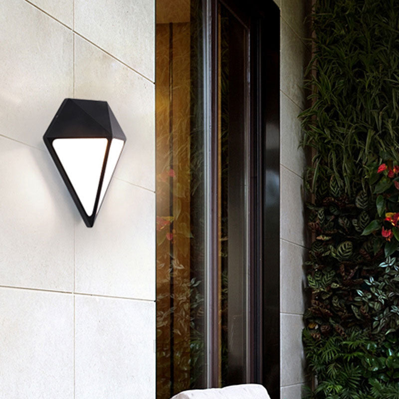 Aluminum Diamond Wall Sconce Light Minimalist Black LED Wall Mount Lighting for Outdoor Clearhalo 'Wall Lamps & Sconces' 'Wall Lights' Lighting' 2107819