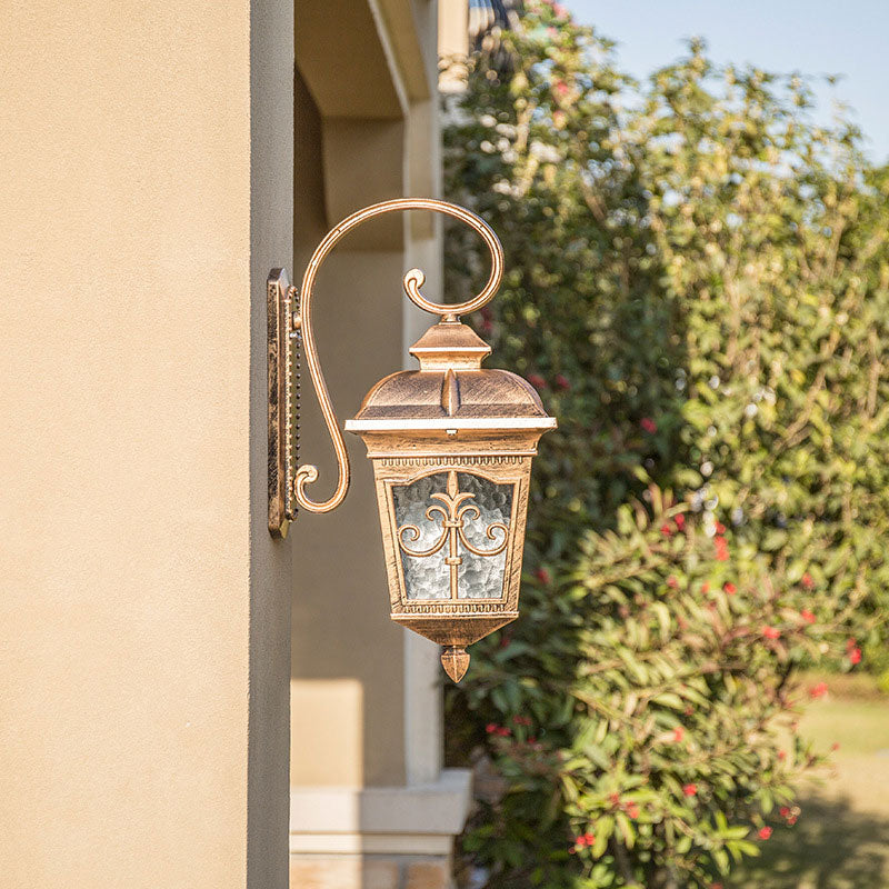 Tapered Shade Ripple Glass Wall Lantern Rustic 1-Light Courtyard Wall Light Fixture Clearhalo 'Wall Lamps & Sconces' 'Wall Lights' Lighting' 2107872