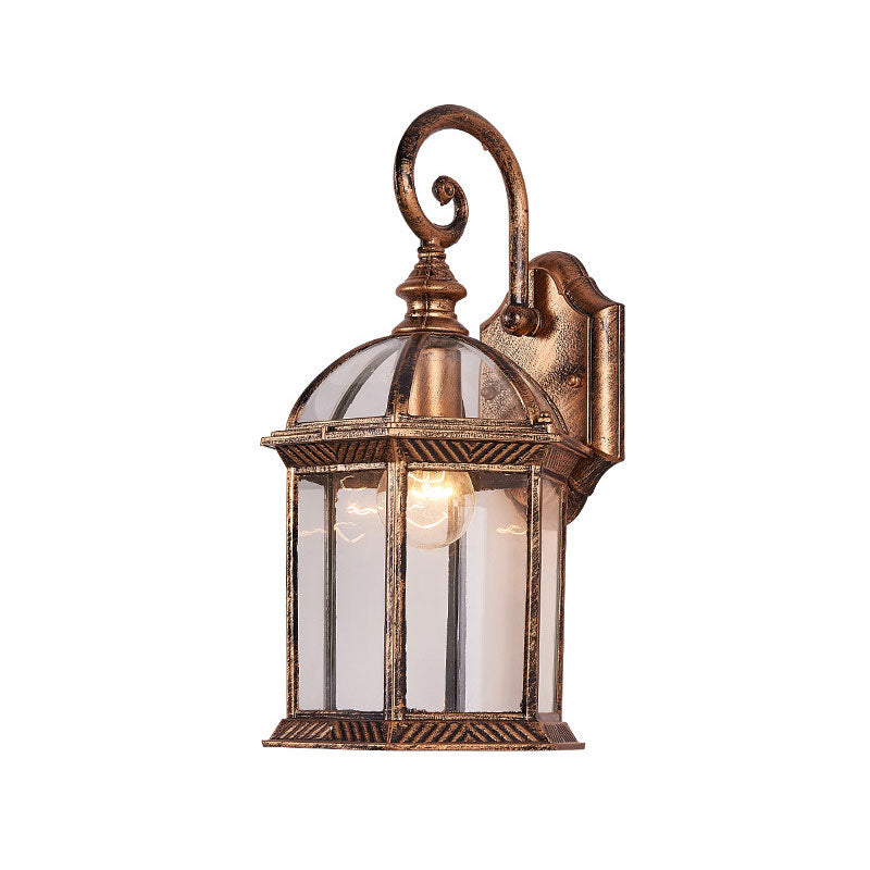 Traditional House Shaped Wall Mount Light Single Clear Glass Wall Light Fixture for Courtyard Clearhalo 'Wall Lamps & Sconces' 'Wall Lights' Lighting' 2107883