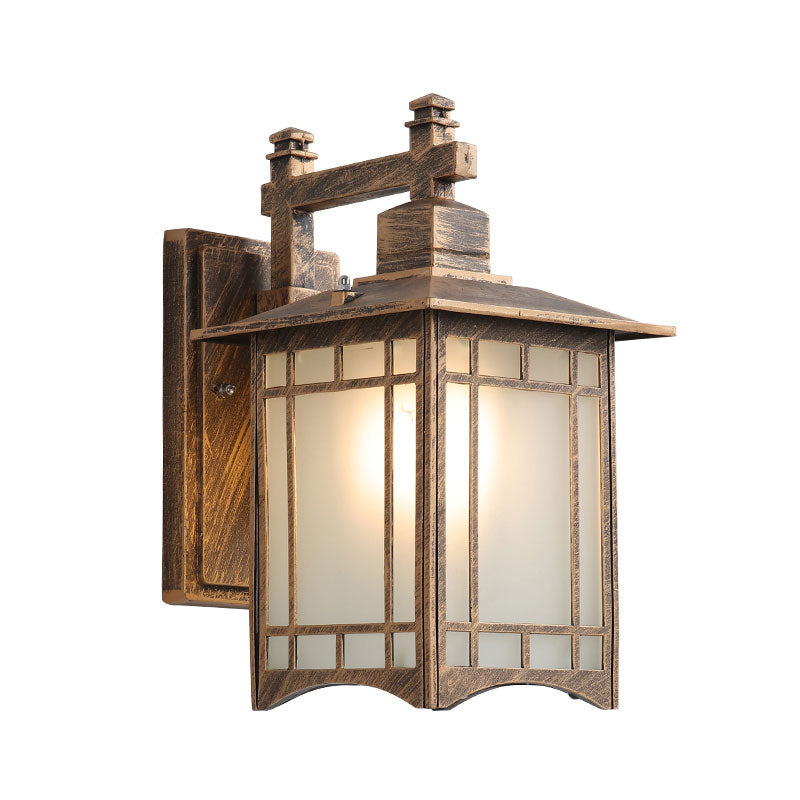 Traditional House Shaped Wall Sconce Single Aluminium Wall Mounted Light with Frost Glass Shade Clearhalo 'Wall Lamps & Sconces' 'Wall Lights' Lighting' 2107929