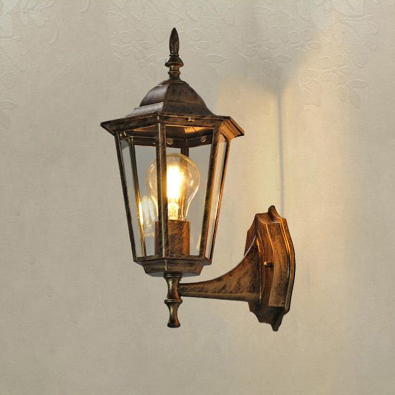 Tapered Clear Glass Wall Sconce Light Traditional Single Outdoor Wall Light Fixture Clearhalo 'Wall Lamps & Sconces' 'Wall Lights' Lighting' 2107973