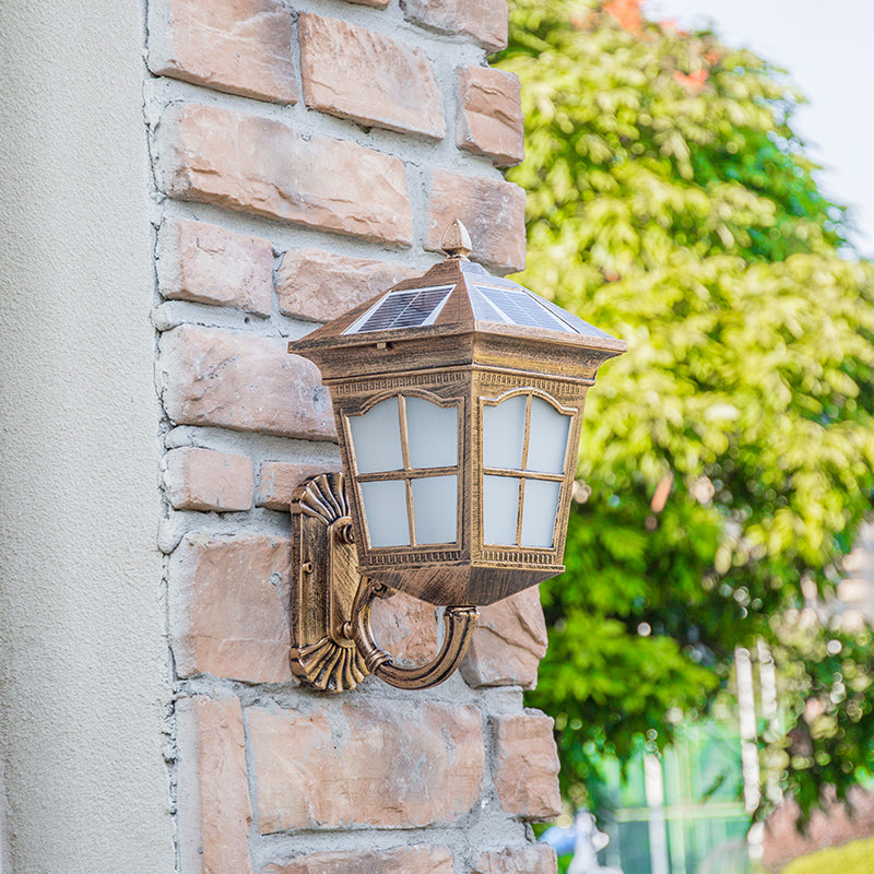 Traditional Tapered Shape LED Wall Mount Light Acrylic Solar Wall Light Fixture for Outdoor Bronze Solar Clearhalo 'Wall Lamps & Sconces' 'Wall Lights' Lighting' 2108007