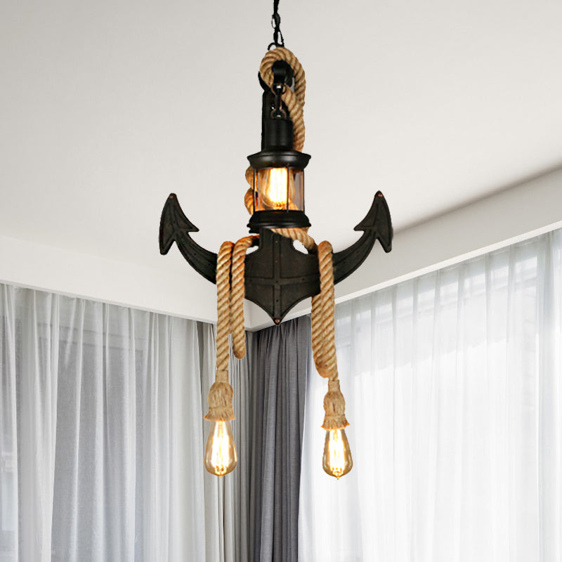 4-Light Pendant Light Vintage Kerosene Clear Glass Hanging Chandelier in Black with Adjustable Rope Black Clearhalo 'Cast Iron' 'Ceiling Lights' 'Chandeliers' 'Industrial Chandeliers' 'Industrial' 'Metal' 'Middle Century Chandeliers' 'Rustic Chandeliers' 'Tiffany' Lighting' 210859