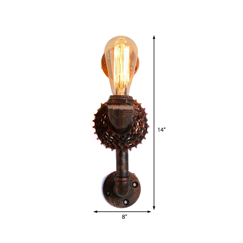 1 Light Exposed Wall Lamp Industrial Weathered Copper Metal Sconce Light Fixture for Indoor with Gear Clearhalo 'Art deco wall lights' 'Cast Iron' 'Glass' 'Industrial wall lights' 'Industrial' 'Middle century wall lights' 'Modern' 'Rustic wall lights' 'Tiffany' 'Traditional wall lights' 'Wall Lamps & Sconces' 'Wall Lights' Lighting' 211272